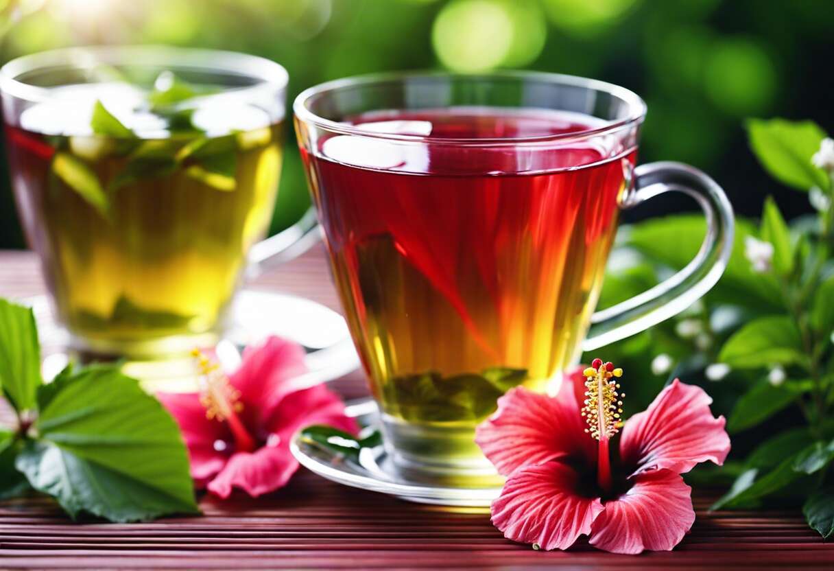 Le hibiscus et le thé vert : du jardin à votre tasse pour une meilleure tension